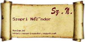Szopri Nándor névjegykártya
