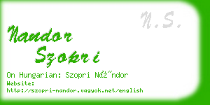 nandor szopri business card